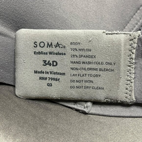 Soma Enbliss Wireless Bra 34D Molded Cup Full Coverage Brown Soft Comfort‎ - Picture 7 of 7